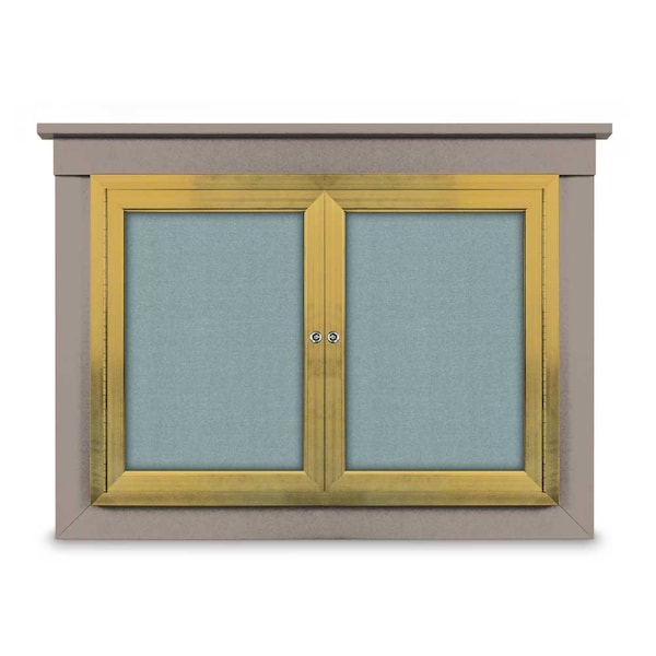 36"x36" 1-Door Enclosed Letterboard, Header, Green Vinyl/Walnut